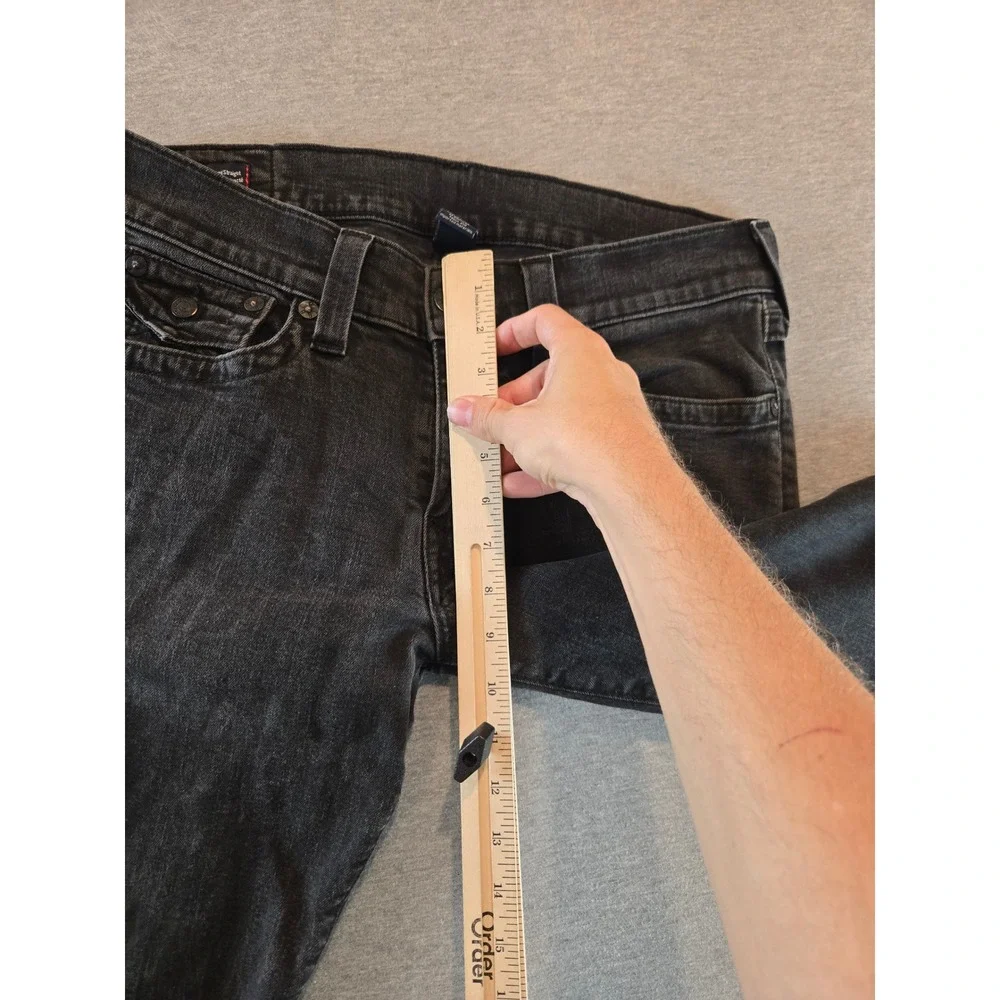 True Religion Jeans Mens 33 Black Ricky Relaxed Straight  Flap Pocket Streetwear